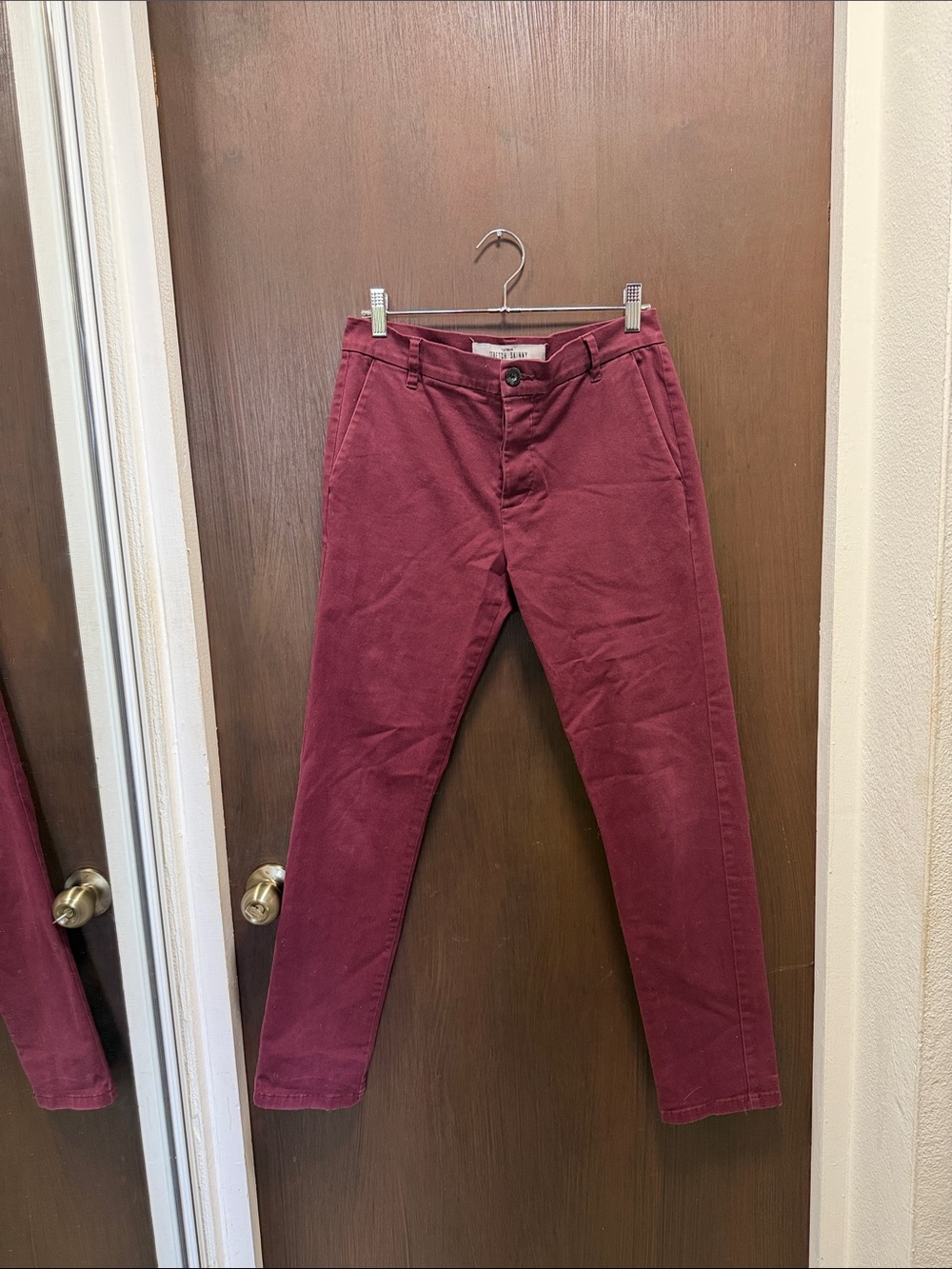 Topman Maroon Slim Chino Pants